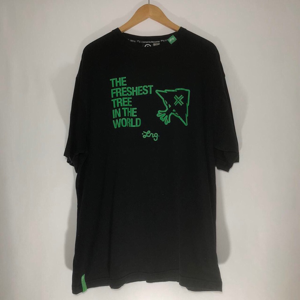 LNG THE FRESHEST TREE IN THE WORLD MENS 2XL SHIRT 100% COTTON BLACK & GREEN